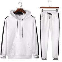 Load image into Gallery viewer, Spring Autumn Sportswear Fitness Tracksuit Men Hoodies Black And White Sets Casual Mens Clothing 2 PC Sweatshirt+SweatPants
